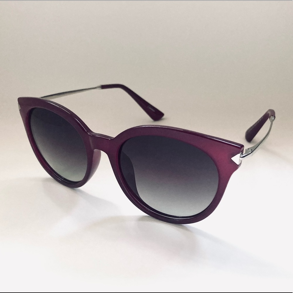 NWOT CAXMAN ROUND CAT-EYE RETRO STYLE HD POLARIZED SUNGLASSES | BURGUNDY/BLACK